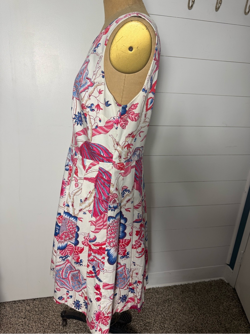Talbots Floral Fit-and-Flare Sleeveless Dress in Pink & Blue - Picture 2 of 7
